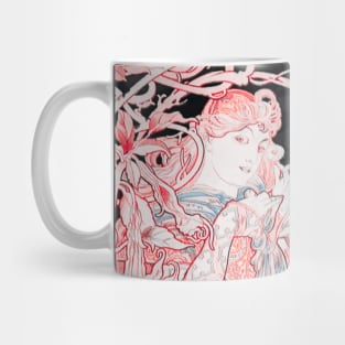 colorful floral pattern with woman in it Mug